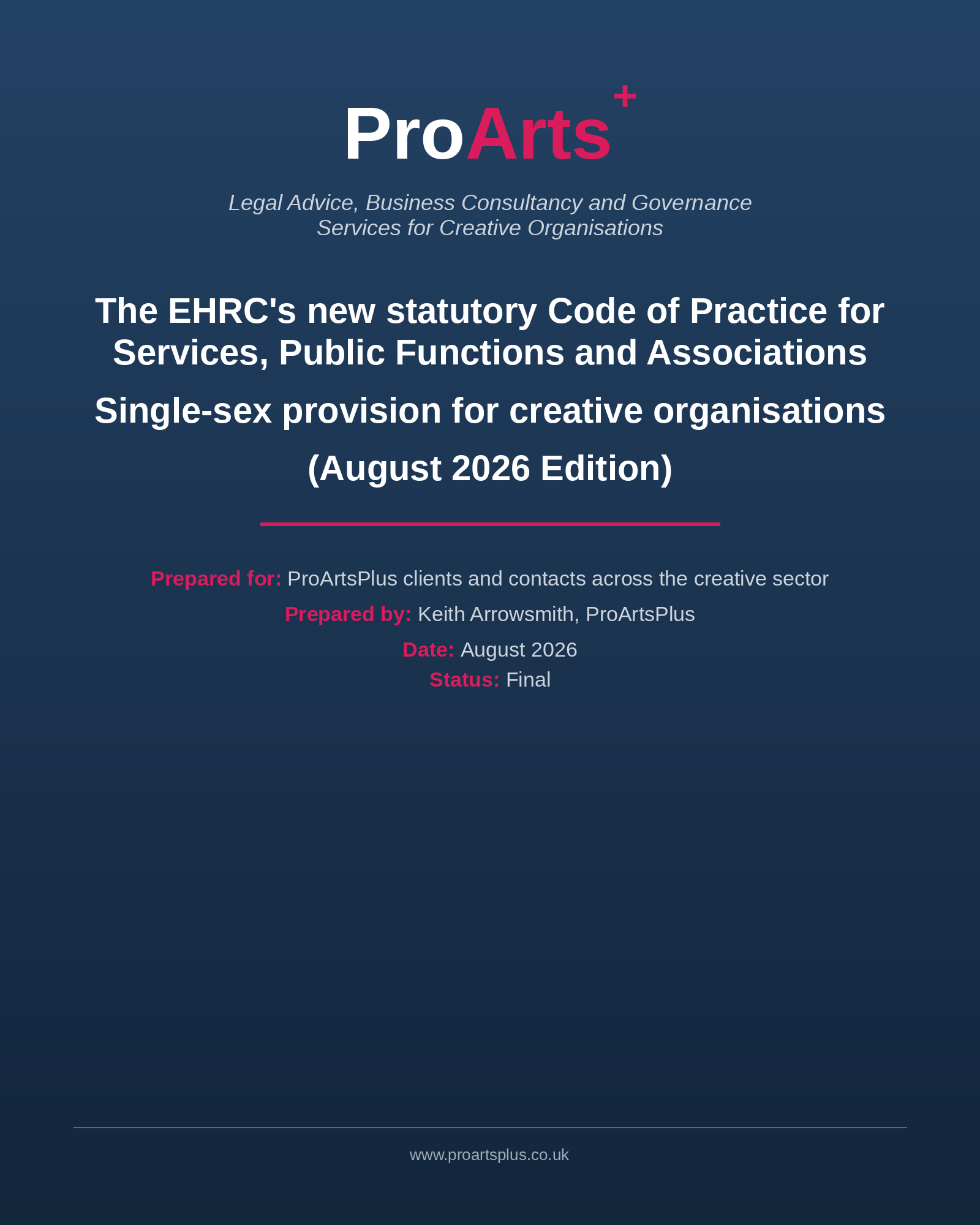 ProArtsPlus Guide to EHRC Guide